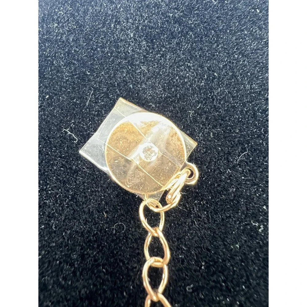 Vince Camuto‎ Gold Tone Blue Crystal Bar Pendant Necklace 20.5